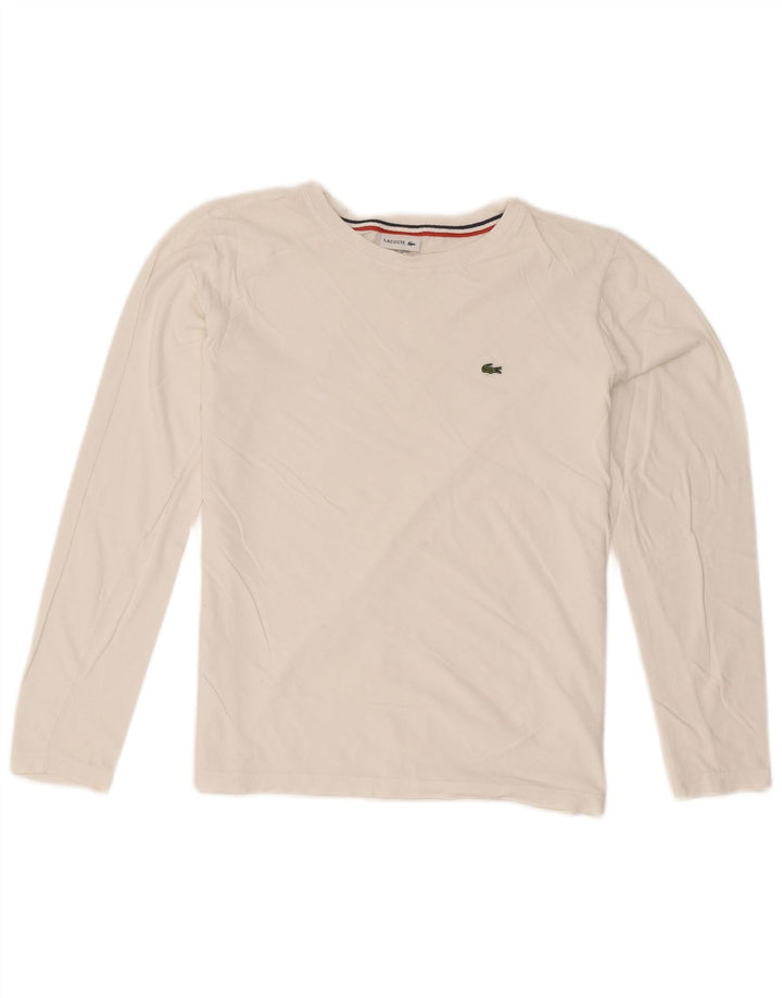 Lacoste majica dugih rukava za dječake 15-16 godina, bijeli pamuk