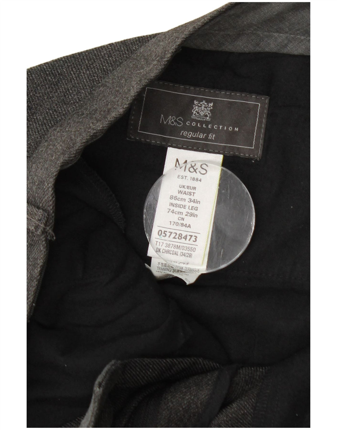 Marks & Spencer muške ležerne hlače regularnog kroja W34 L29 sivi poliester