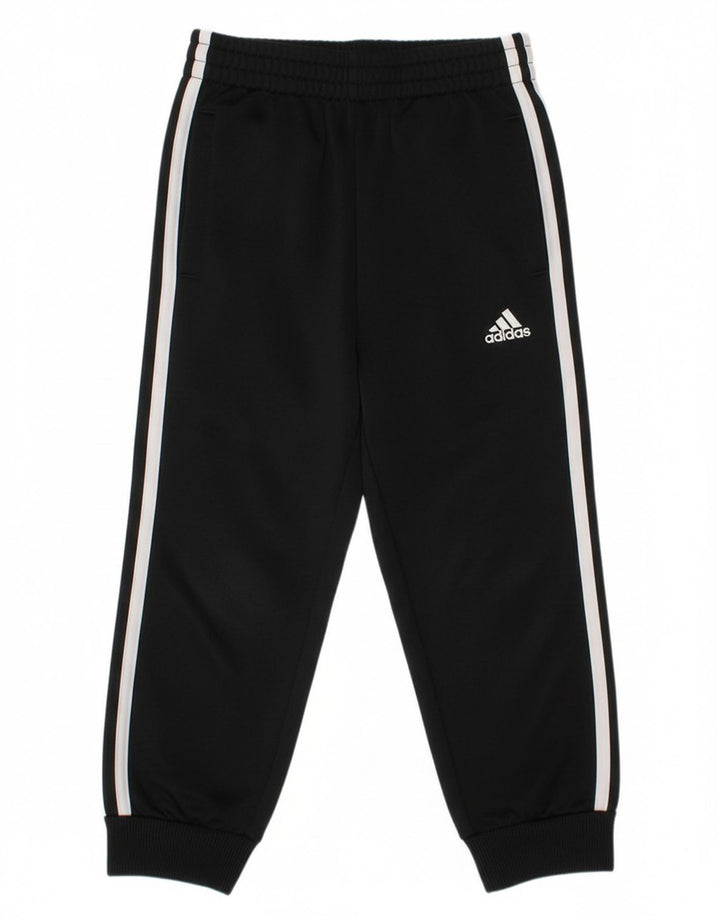 ADIDAS Boys Tracksuit Trousers Joggers 5-6 Years  Black Polyester