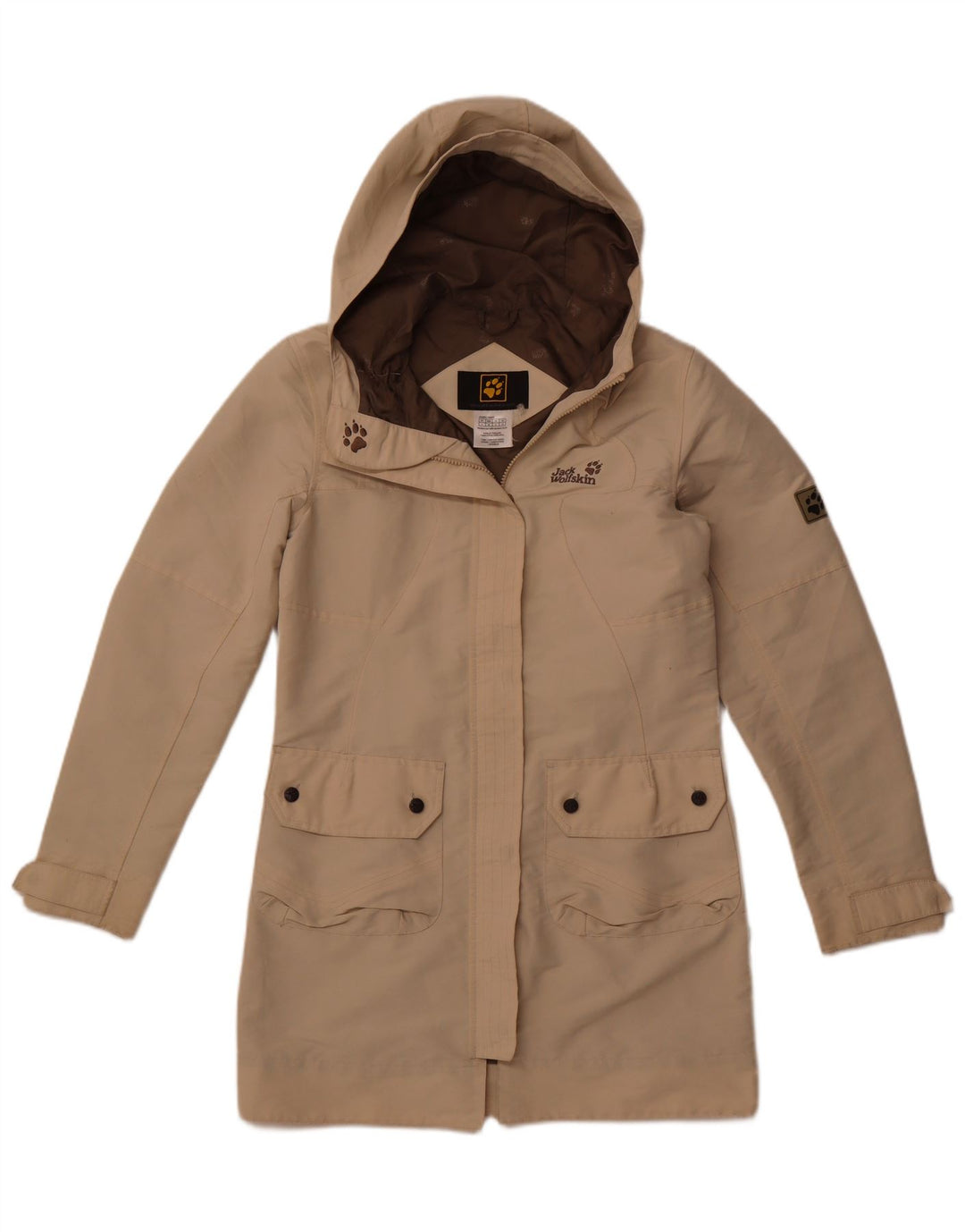 JACK WOLFSKIN Ženska vjetrovka s kapuljačom UK 10 Small Beige Poliester