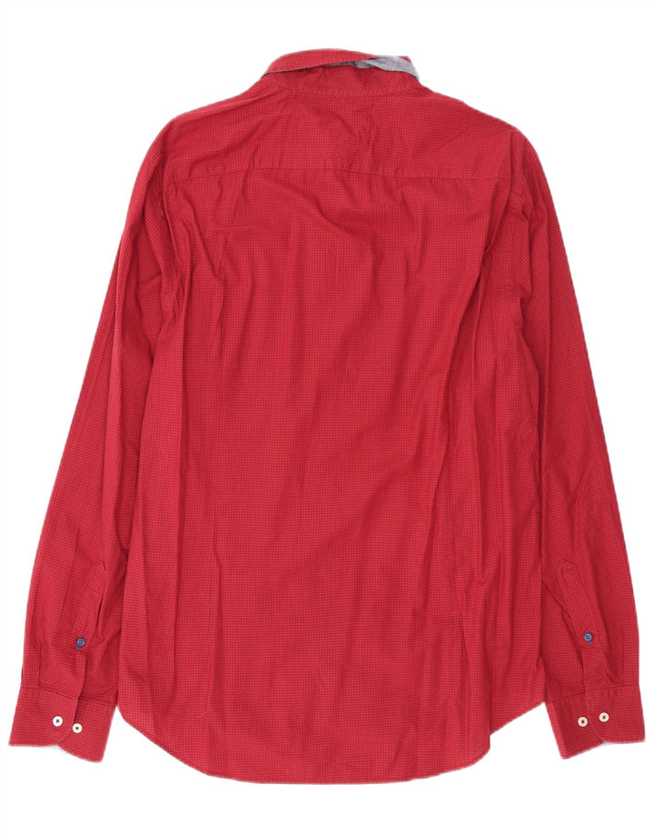 TOMMY HILFIGER Mens Shirt Large Red Gingham Cotton Vintage Tommy Hilfiger and Second-Hand Tommy Hilfiger from Messina Hembry 
