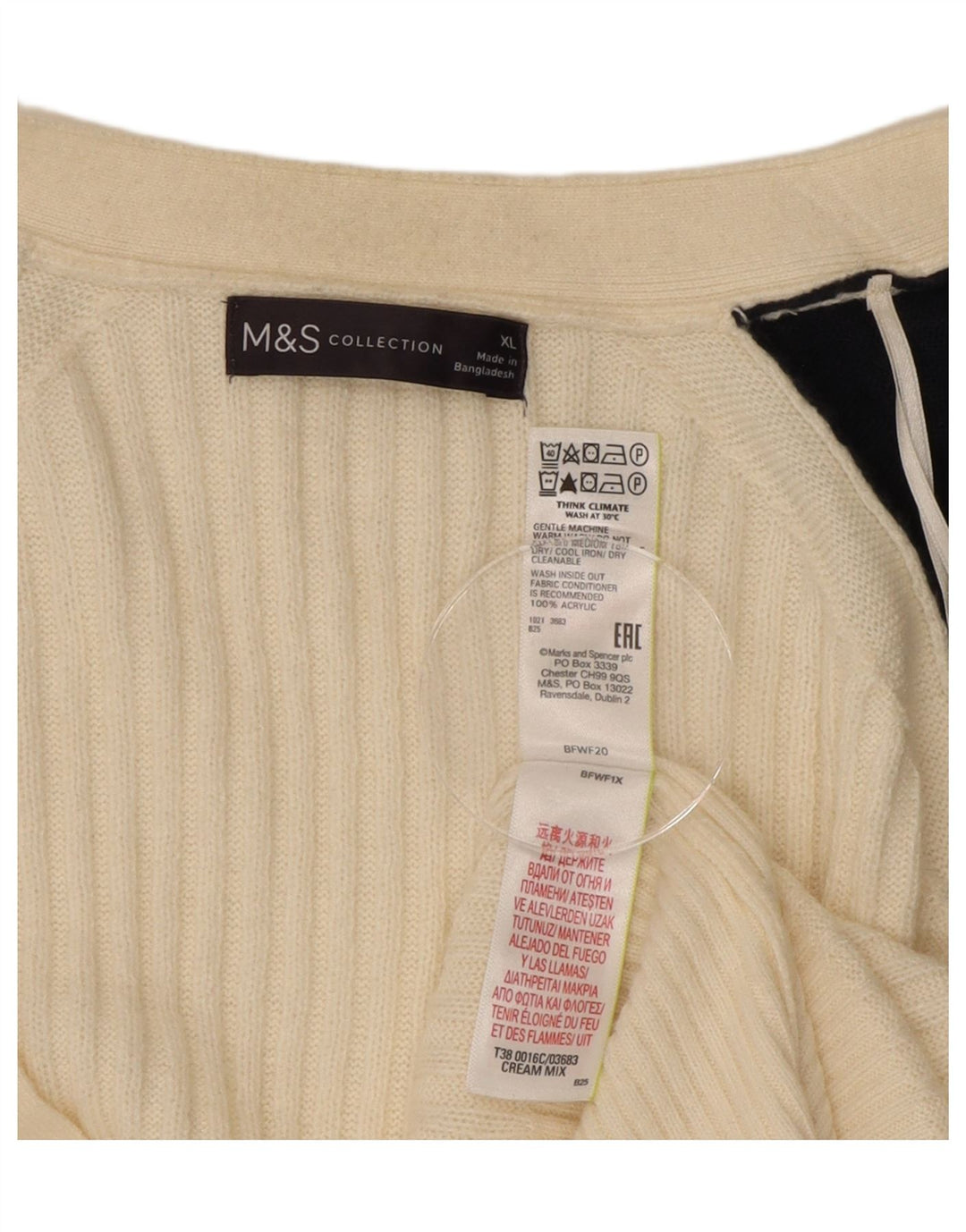 Marks & Spencer ženski prekomjerni kardigan pulover UK 18 XL bijeli