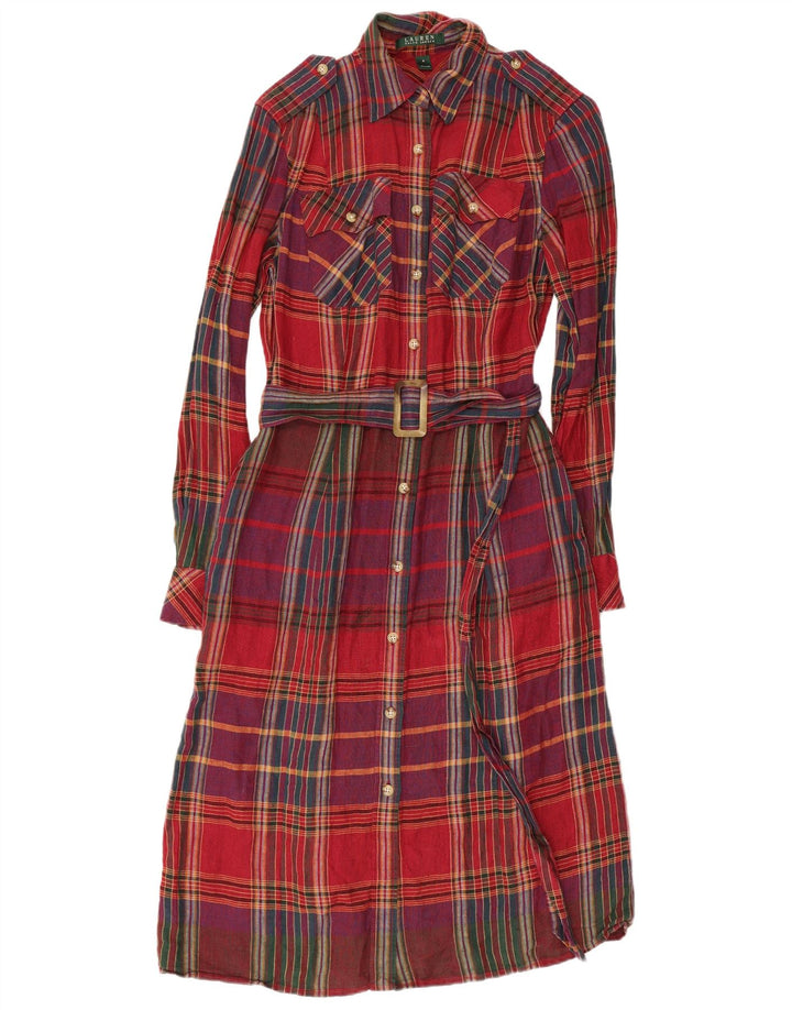 RALPH LAUREN Ženska vojna košulja haljina US 4 Mala crvena karirana platna