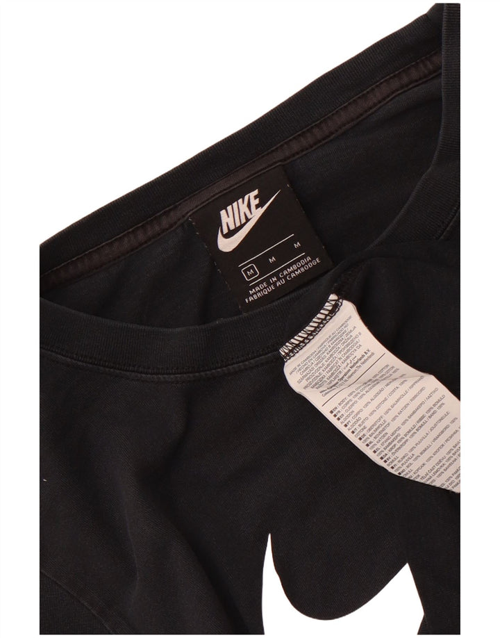 Nike Ženska skraćena majica kratkih rukava UK 14 Srednje crni pamuk