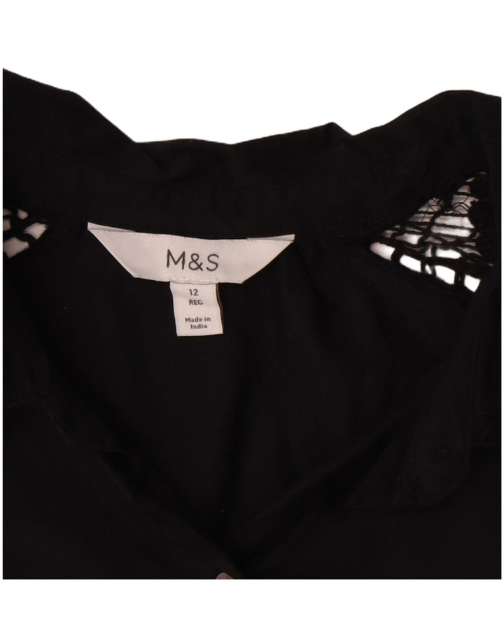 Marks & Spencer ženska košulja bluza UK 12 srednje crni pamuk