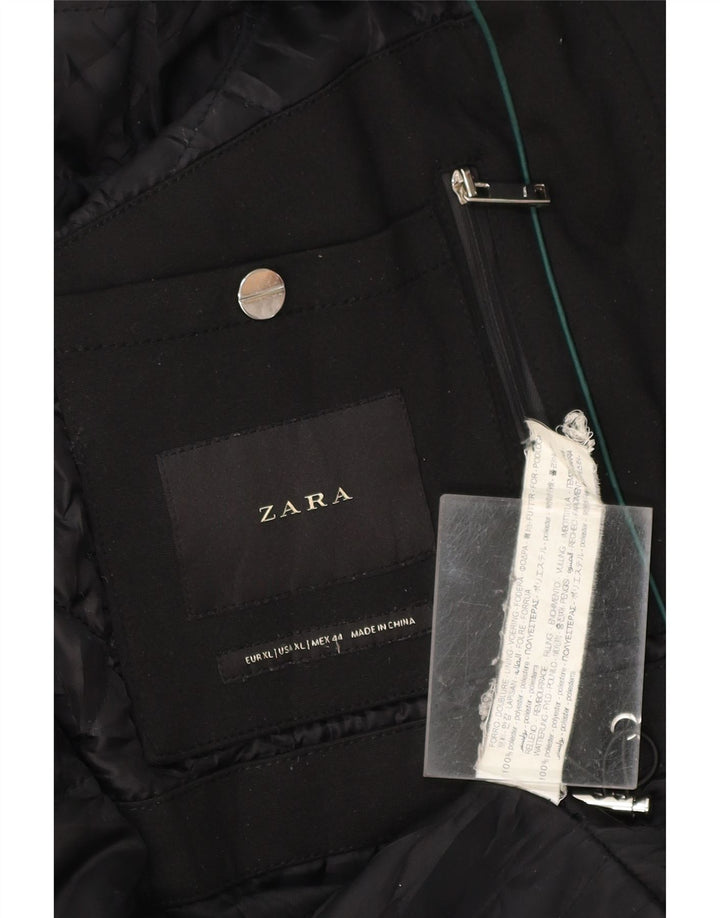 ZARA Womens Hooded Windbreaker Coat UK 18 XL Black Polyester Vintage Zara and Second-Hand Zara from Messina Hembry 