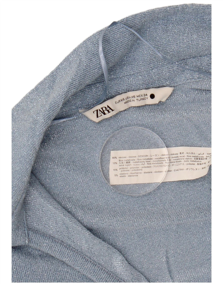 ZARA ženski gornji dio bluze dugih rukava UK 6 XS plava viskoza