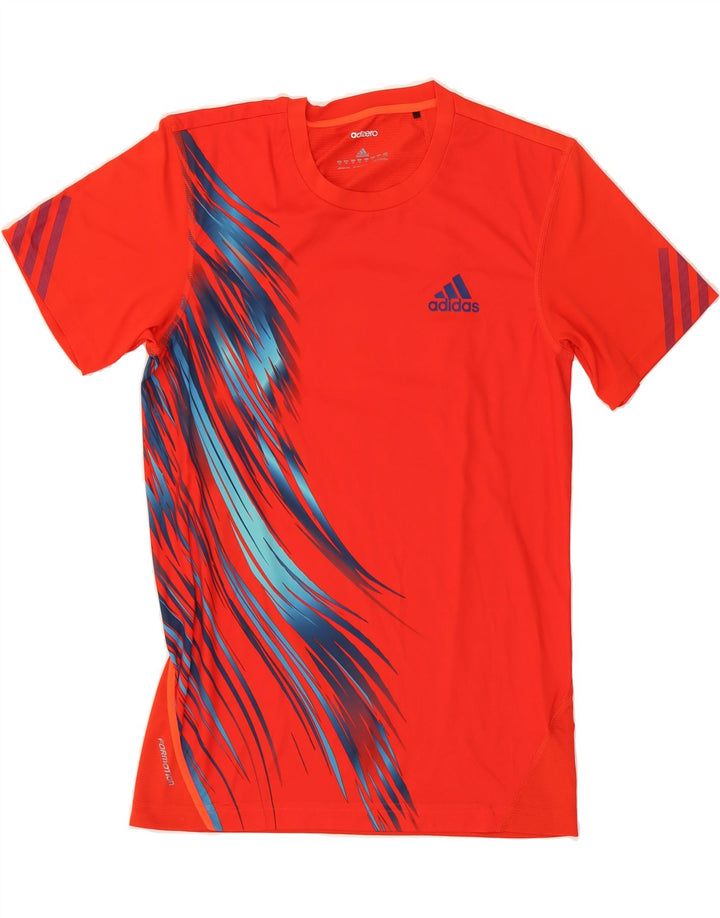 ADIDAS Mens Abstract Pattern T-Shirt Top XS Red Polyester Vintage Adidas and Second-Hand Adidas from Messina Hembry 