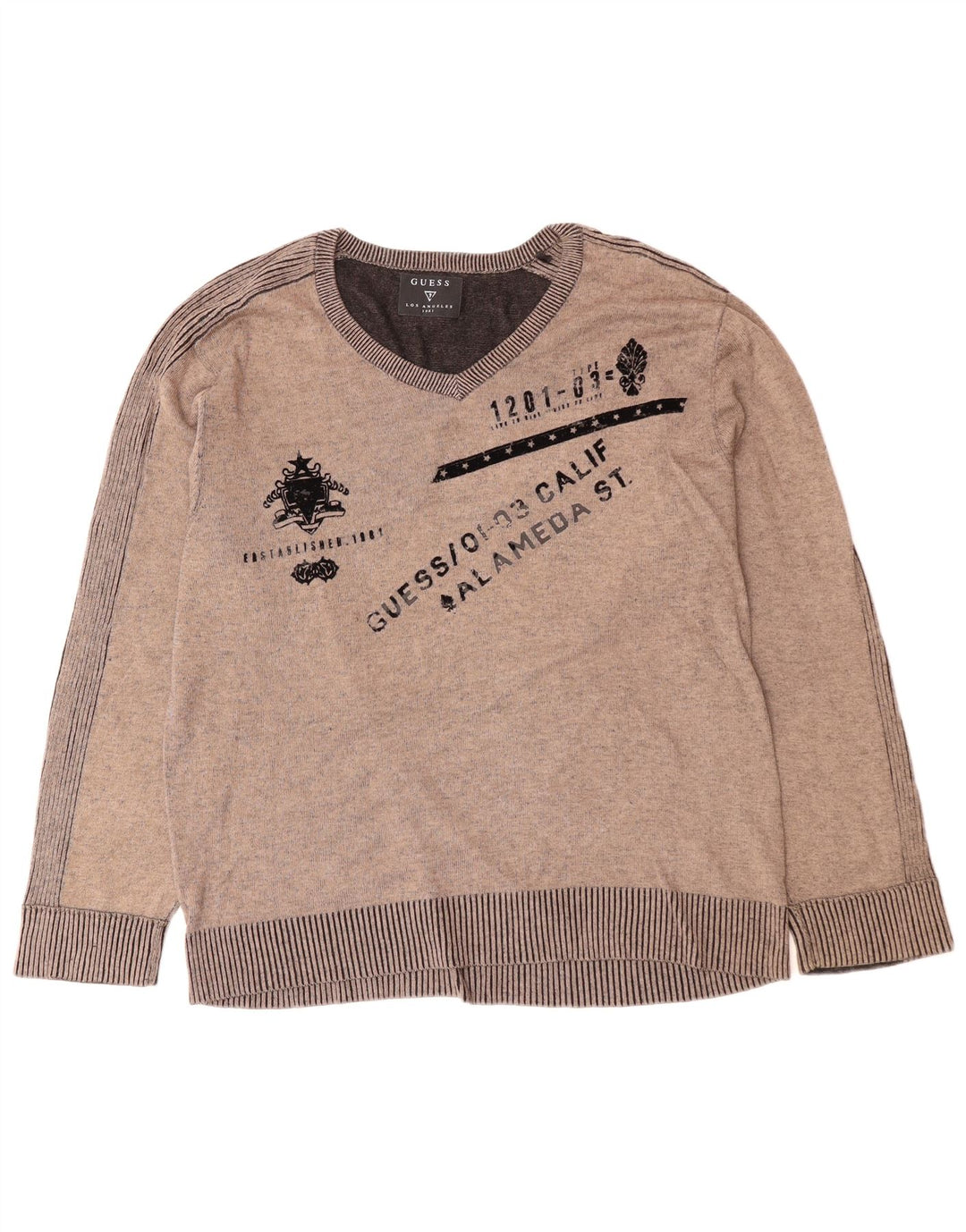 GUESS Muški džemper s V-izrezom XL sivi