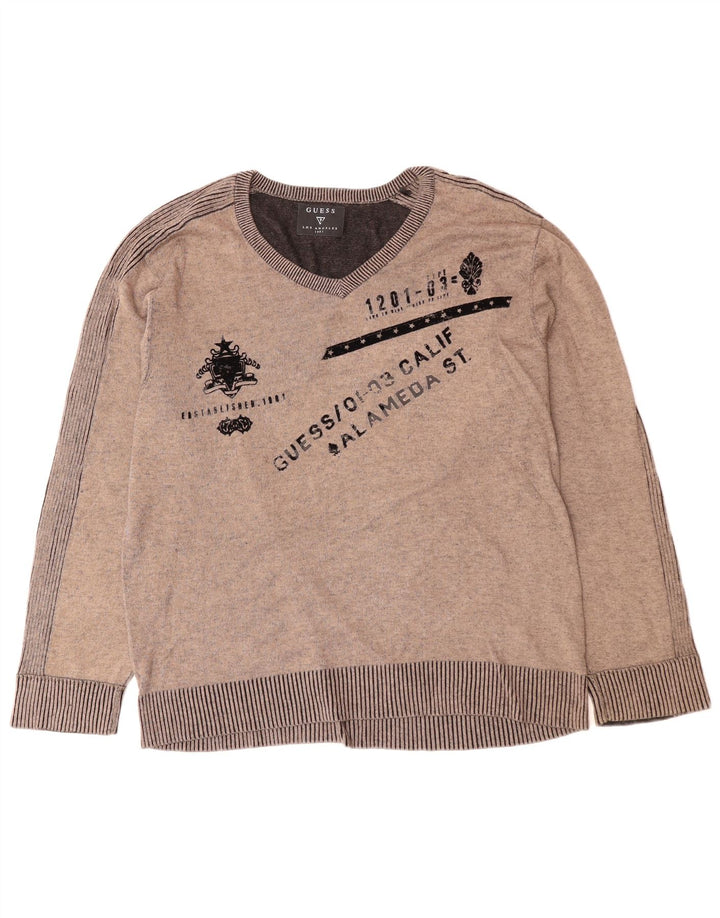 GUESS Muški džemper s V-izrezom XL sivi