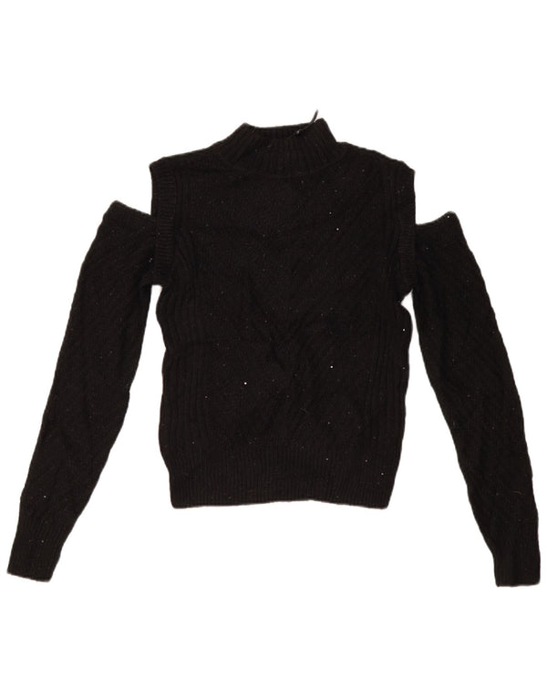 DKNY ženski džemper s otvorenim ramenima i ovratnikom UK 6 XS crni akril