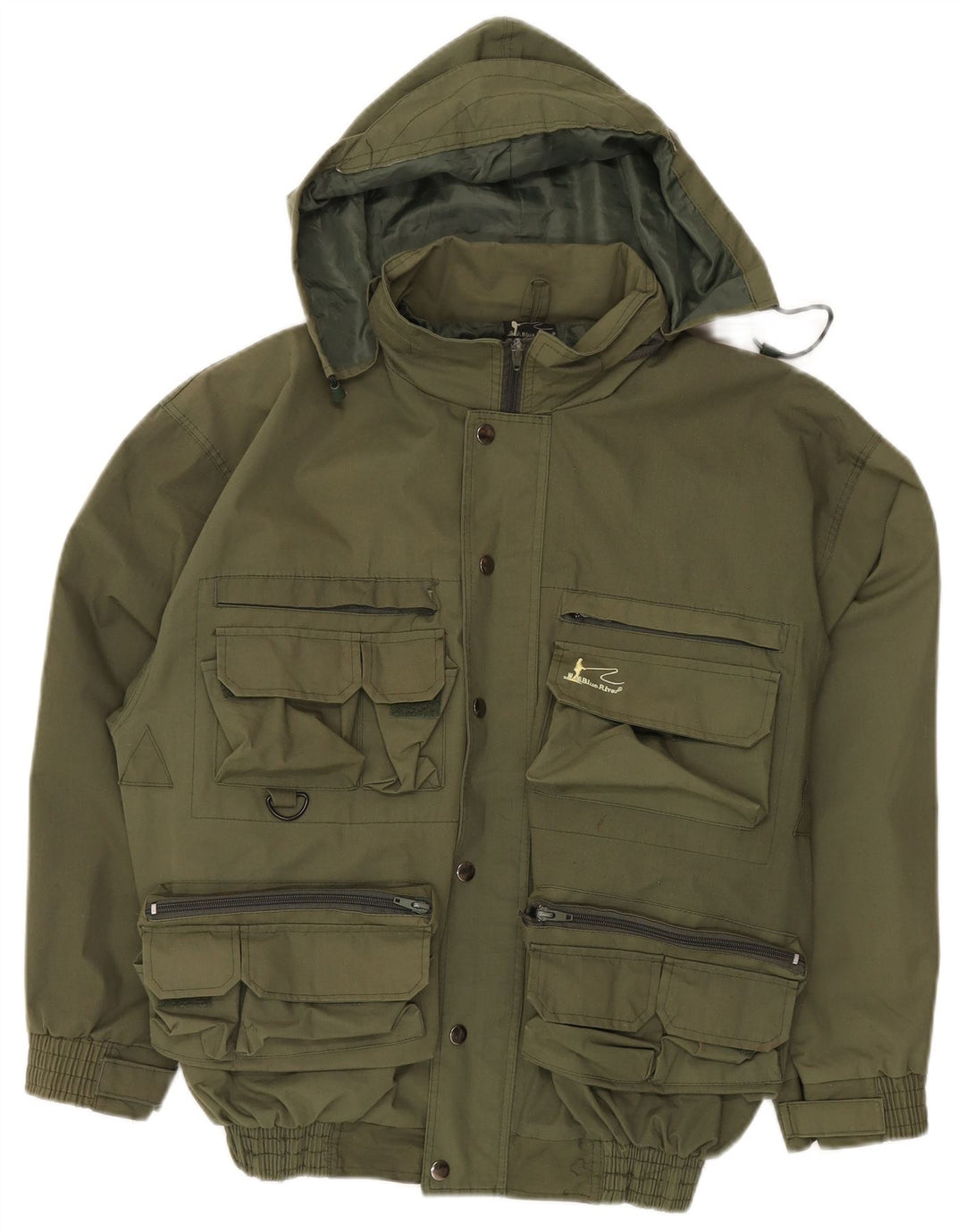 VINTAGE muška pomoćna jakna s kapuljačom UK 38, srednji kaki poliester