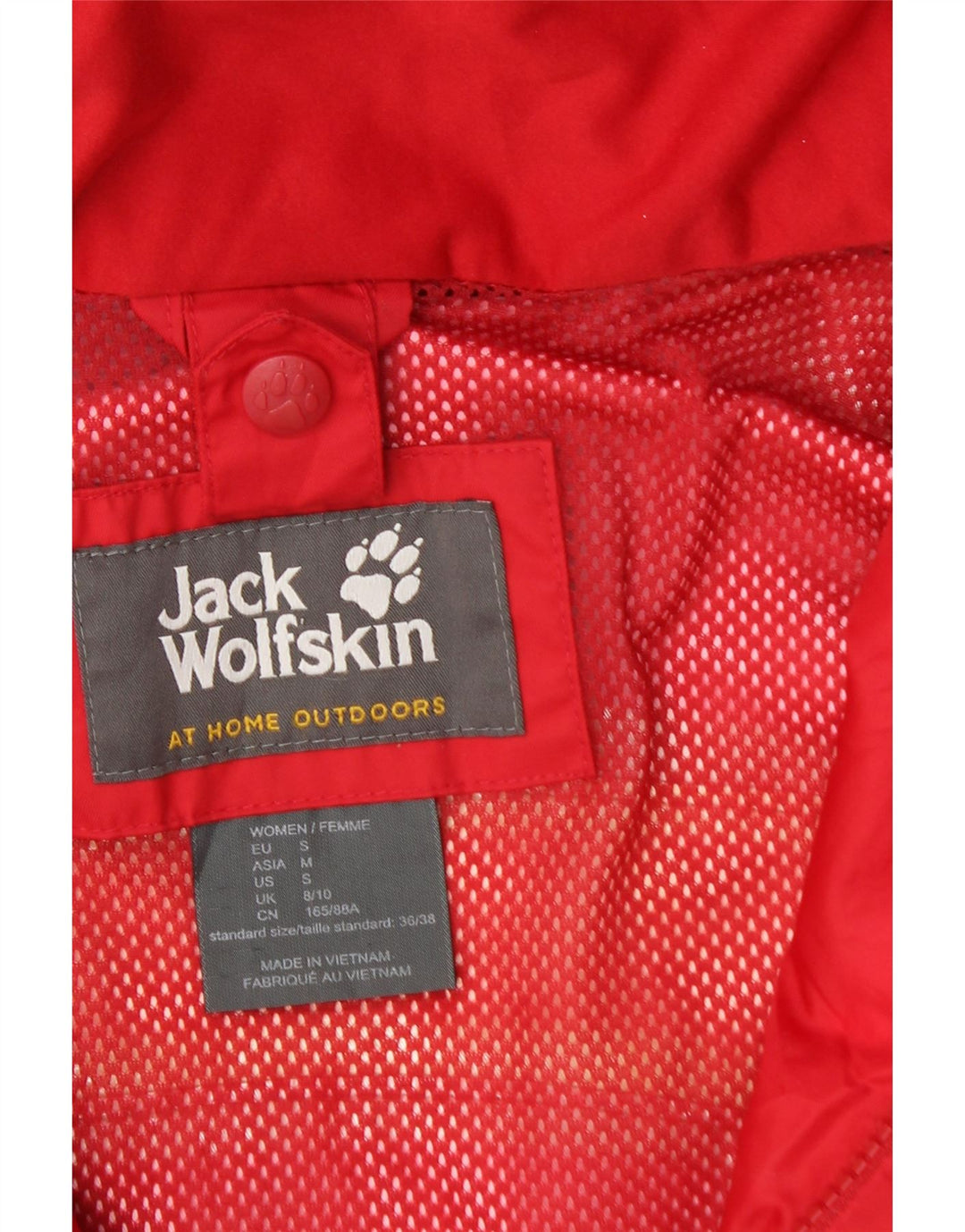 JACK WOLFSKIN Ženska kišna jakna s kapuljačom UK 8/10 Mala crvena poliamid