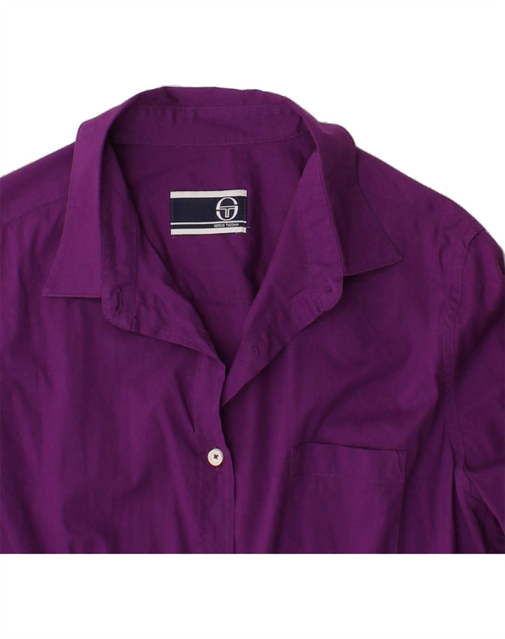 SERGIO TACCHINI Womens Shirt UK 12 Medium Purple Cotton Vintage Sergio Tacchini and Second-Hand Sergio Tacchini from Messina Hembry 