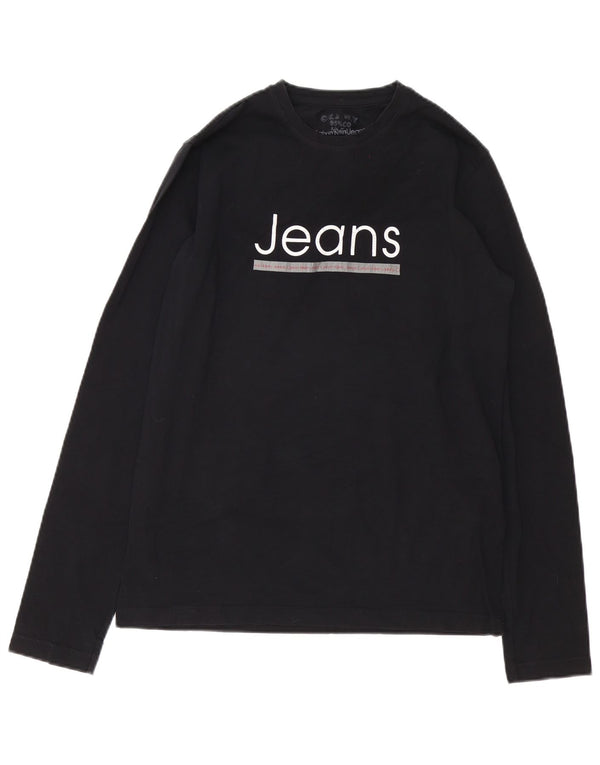 Calvin Klein Jeans muška majica dugih rukava s grafikama, veliki crni pamuk