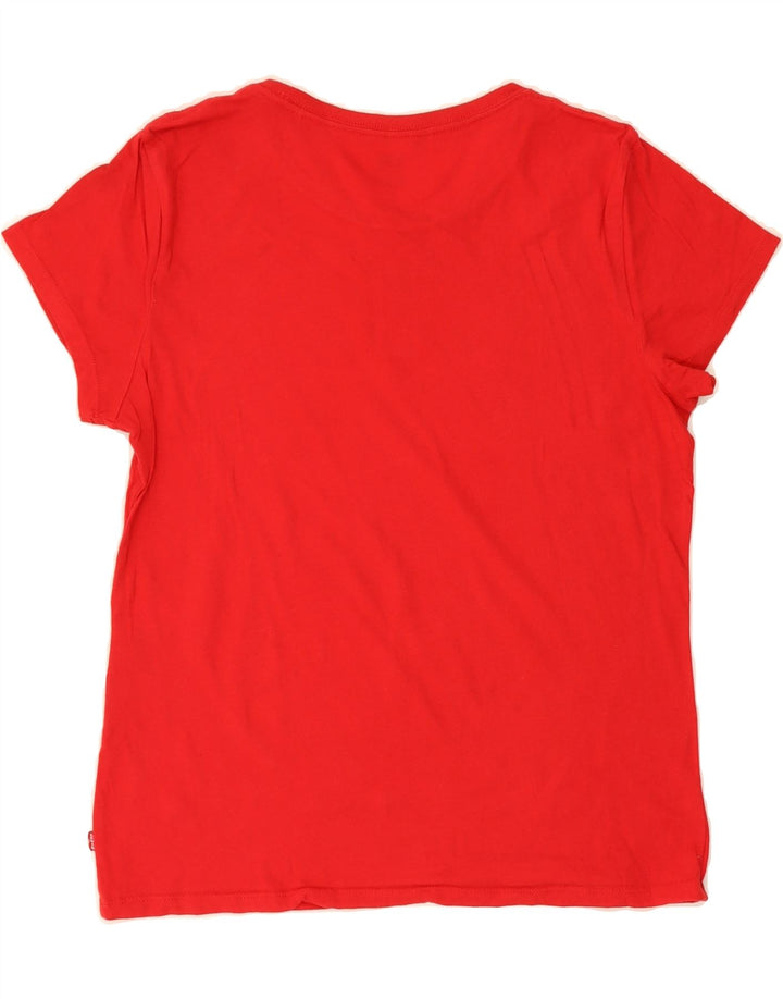 LEVI'S Womens Graphic T-Shirt Top UK 14 Large Red Vintage Levi's and Second-Hand Levi's from Messina Hembry 