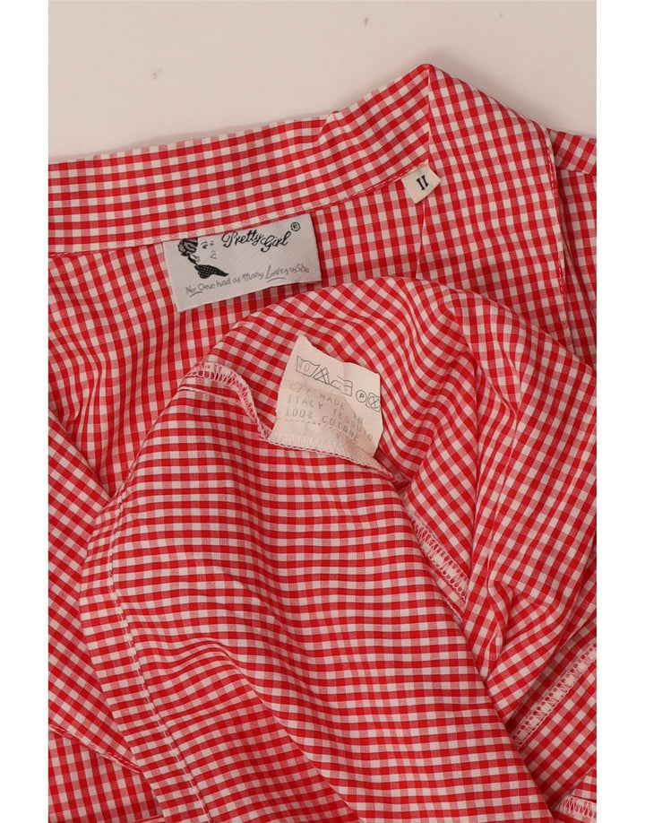 VINTAGE ženska košulja UK 16 Veliki crveni pamuk od ginghama
