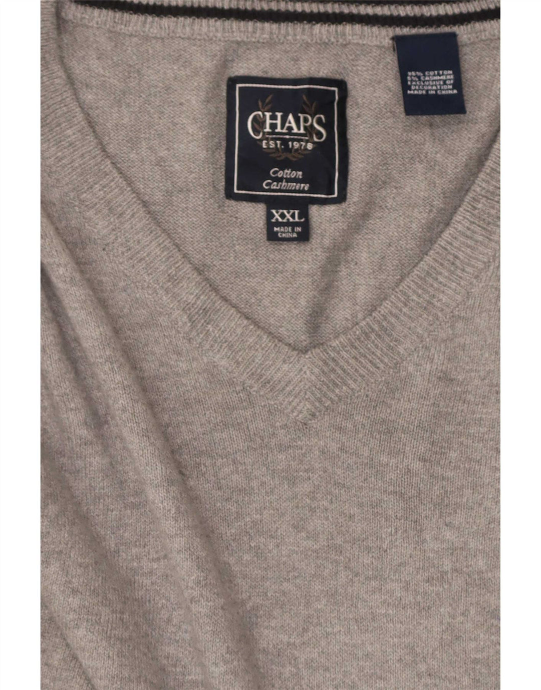 Chaps, muški džemper s V-izrezom 2XL, sivi pamuk