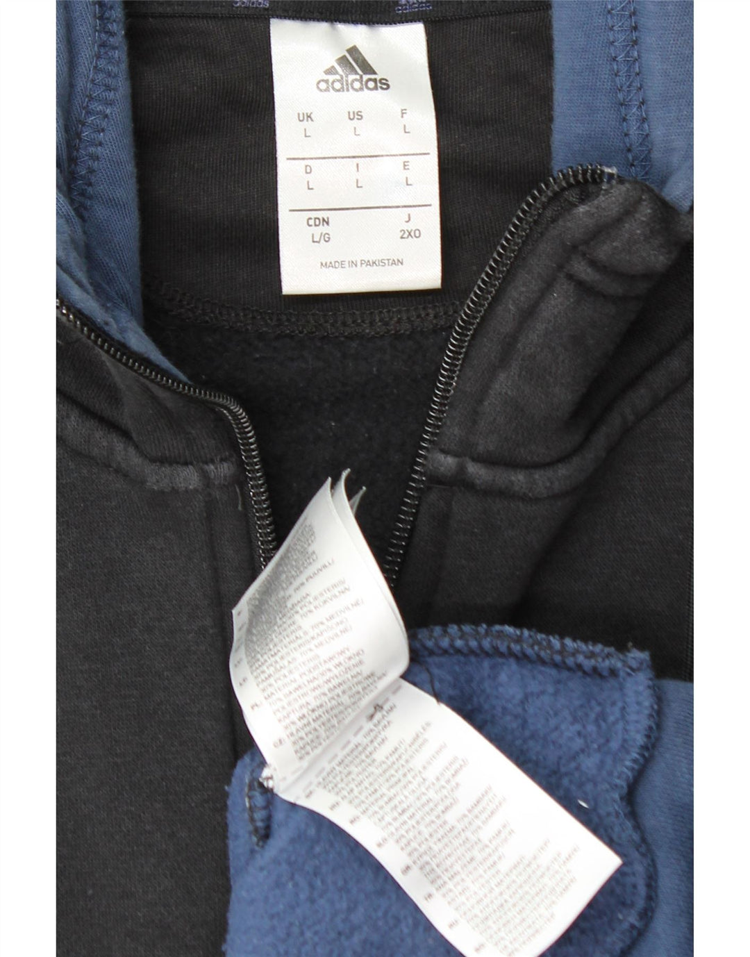 ADIDAS muški pulover s kapuljačom s patentnim zatvaračem, veliki crni pamuk u blokovima boja