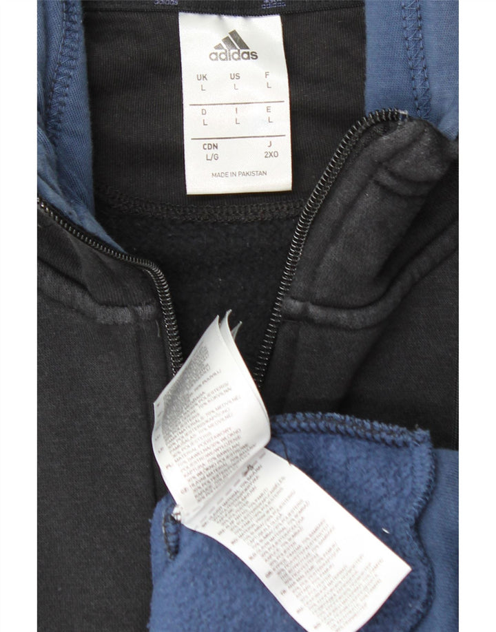 ADIDAS muški pulover s kapuljačom s patentnim zatvaračem, veliki crni pamuk u blokovima boja