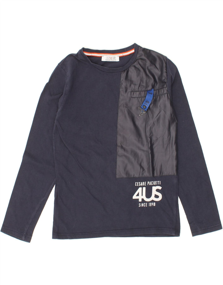 CESARE PACIOTTI Boys Graphic Top Long Sleeve 6-7 Years Navy Blue Vintage Cesare Paciotti and Second-Hand Cesare Paciotti from Messina Hembry 