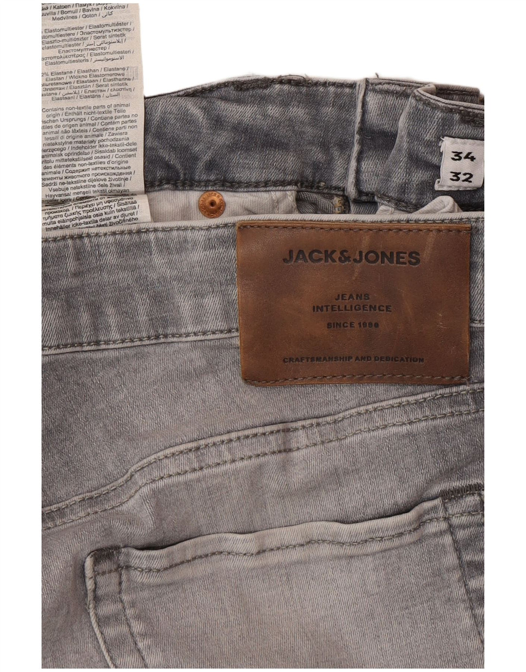 JACK & JONES Muške uske traperice W34 L32 Sivi pamuk