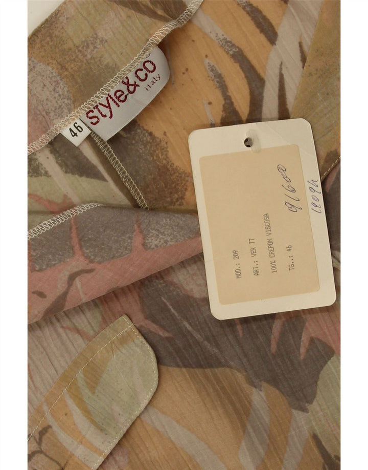 Style&Co ženska košulja kratkih rukava bluza IT 46 velika bež cvjetna viskoza