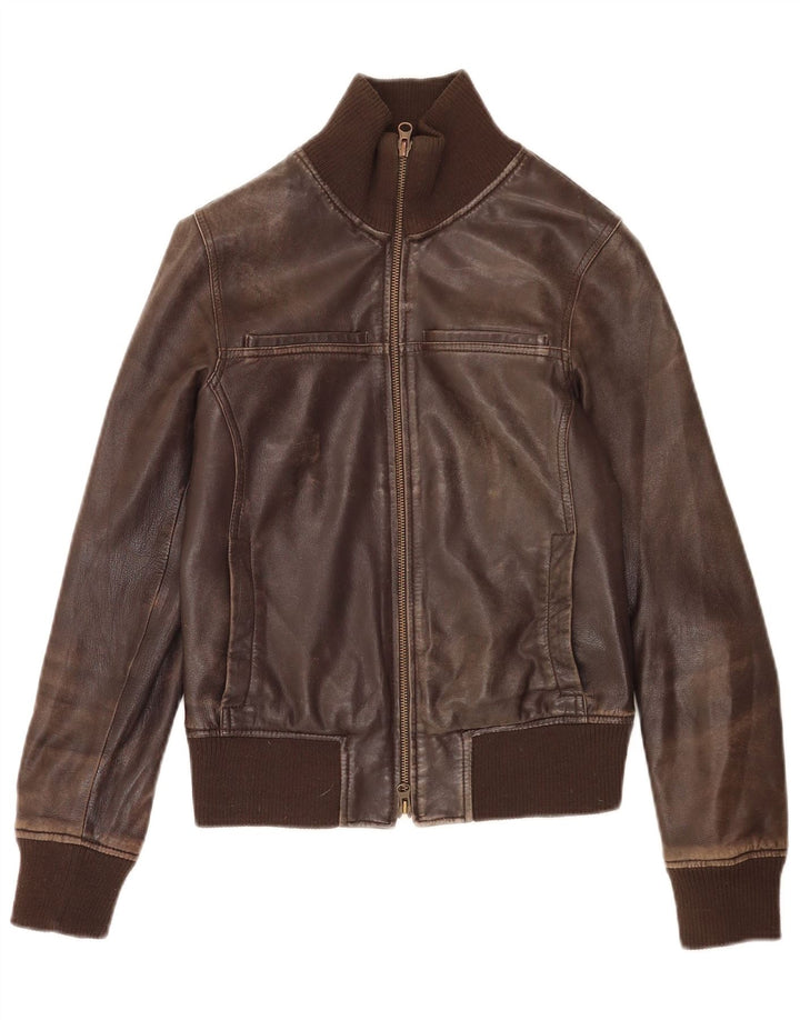 Sisley ženska bomber kožna jakna UK 6 XS smeđa koža