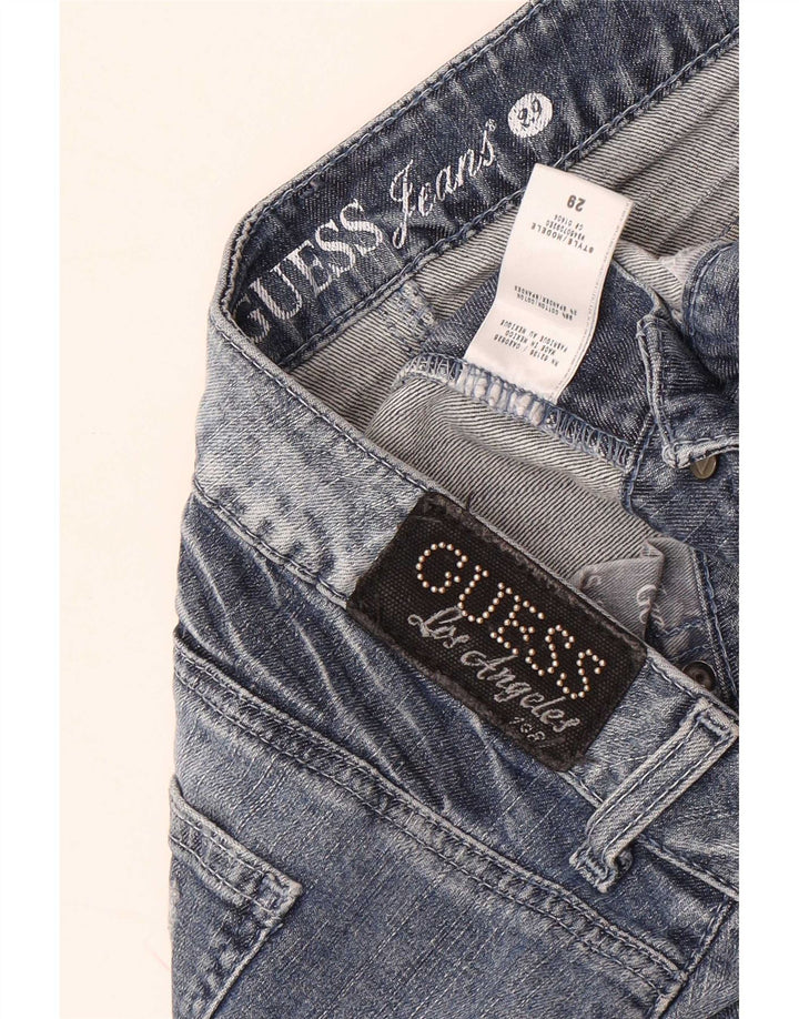 Guess ženska mini suknja od trapera W29 srednje plave boje od pamuka