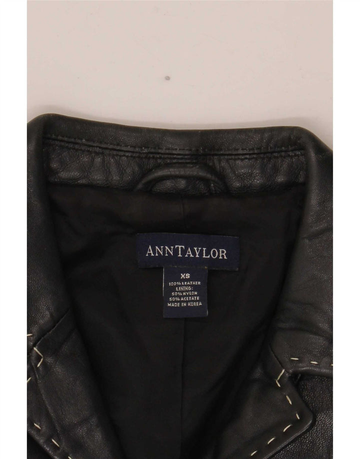 Ann Taylor ženska kožna jakna s 4 gumba UK 6 XS crna