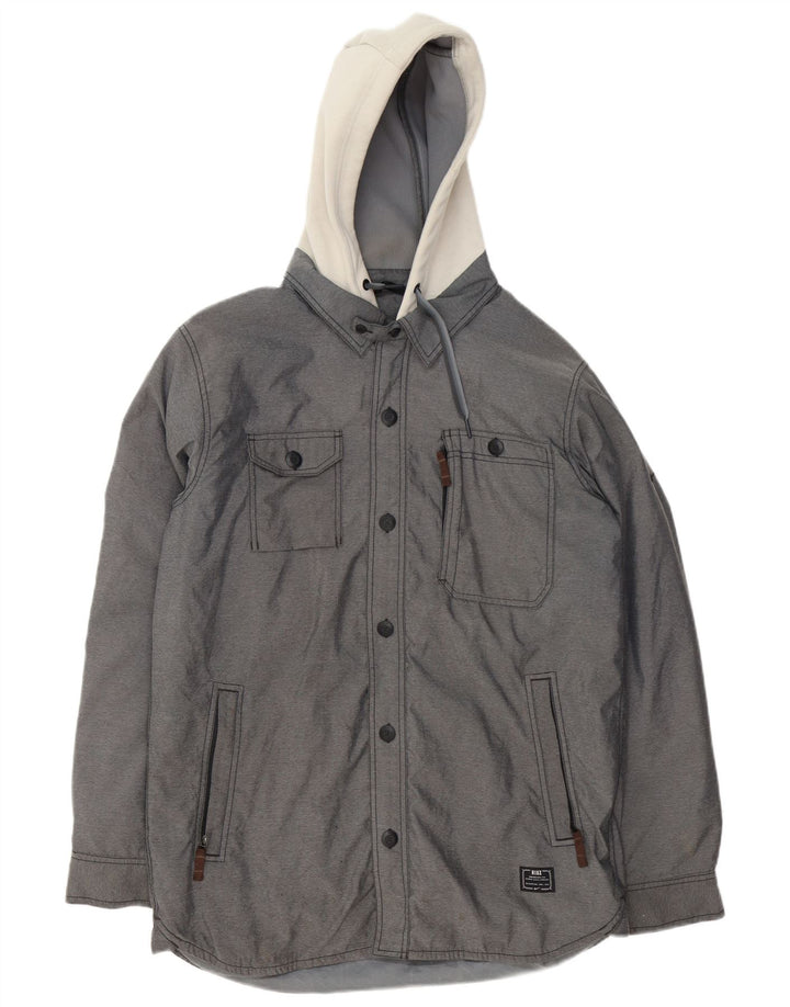 Nike muška vjetrovka s kapuljačom jakna UK 36 mala siva poliester u boji