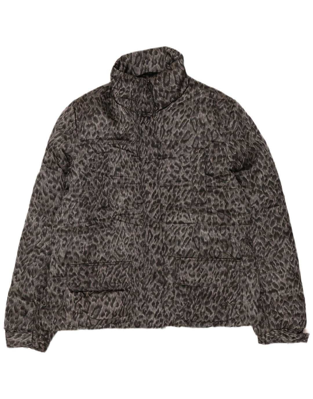 Zara ženska podstavljena jakna UK 18 XL sivi poliester sa životinjskim printom