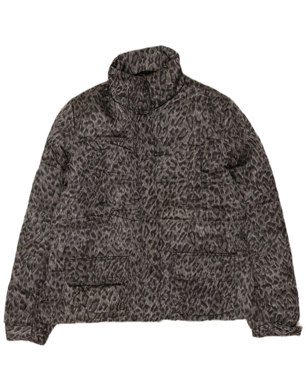 Zara ženska podstavljena jakna UK 18 XL sivi poliester sa životinjskim printom