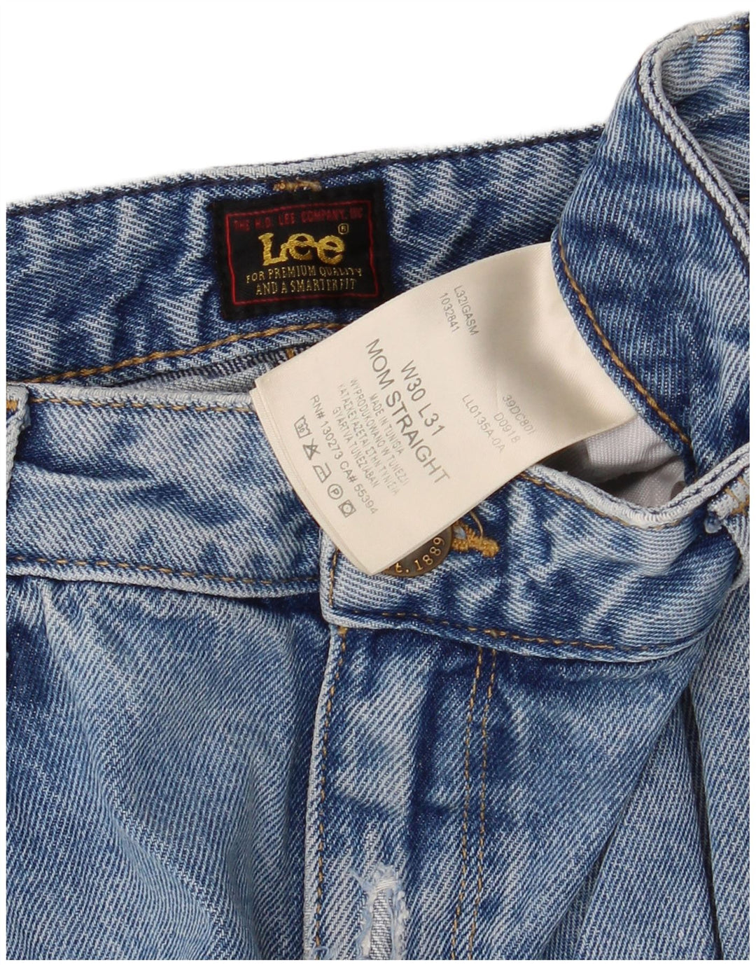 Lee Mens Mom Straight Jeans W30 L31 Plavi pamuk