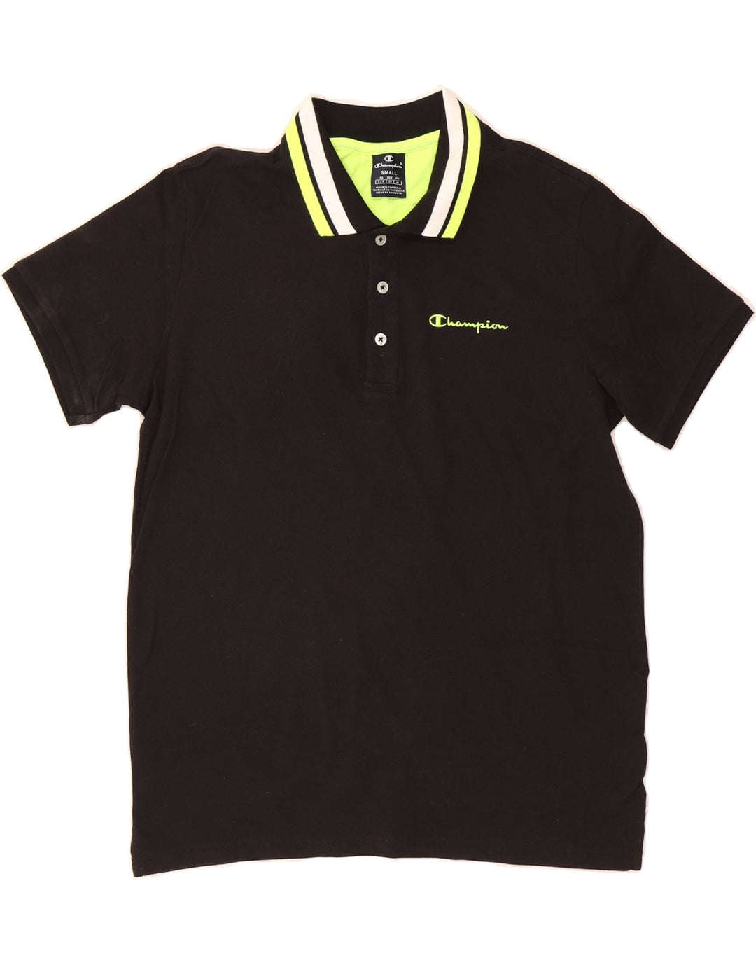 CHAMPION Mens Polo Shirt Small Black Cotton Vintage Champion and Second-Hand Champion from Messina Hembry 