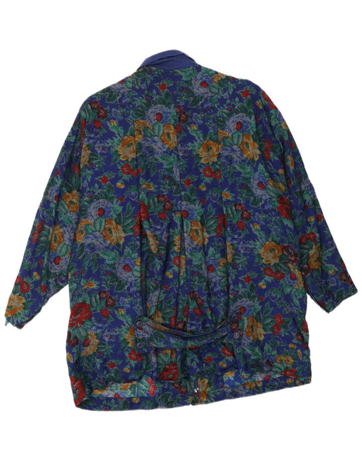 SPORTMAX Womens Oversized Longline Shirt Blouse UK 12 Medium  Blue Floral Vintage Sportmax and Second-Hand Sportmax from Messina Hembry 