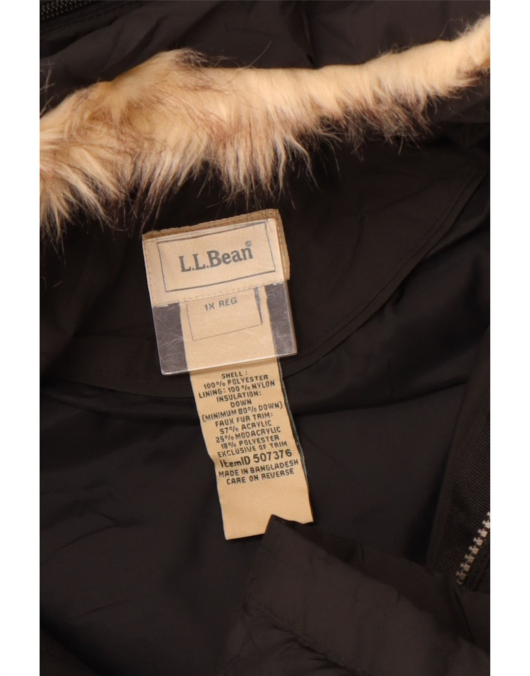 L.L.BEAN ženski preveliki podstavljeni kaput s kapuljačom UK 18 XL crni poliester
