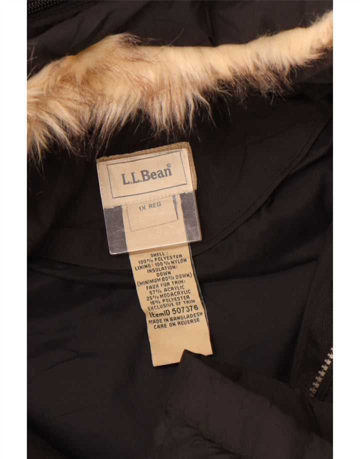L.L.BEAN ženski preveliki podstavljeni kaput s kapuljačom UK 18 XL crni poliester