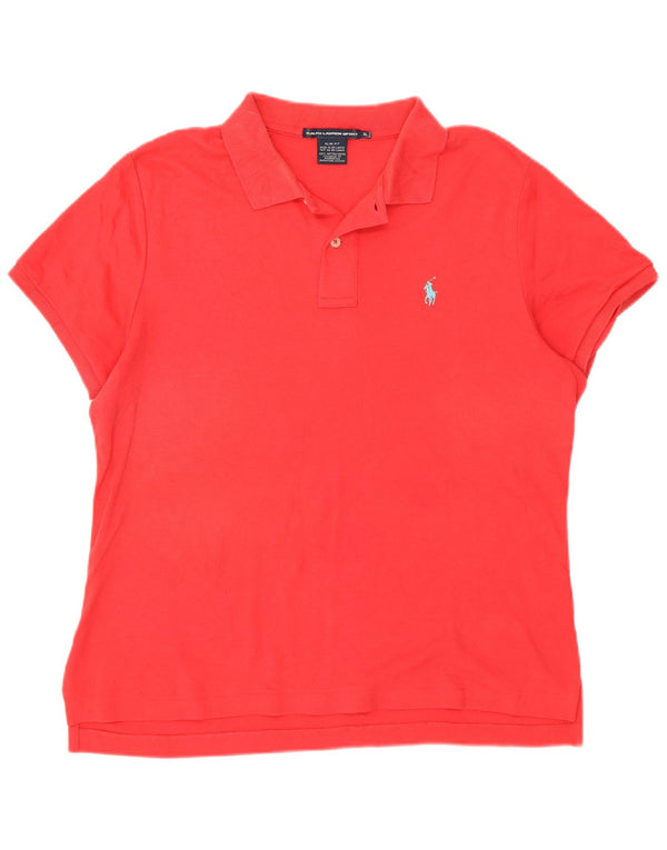 Ženska uska polo majica Ralph Lauren UK 18 XL, crveni pamuk