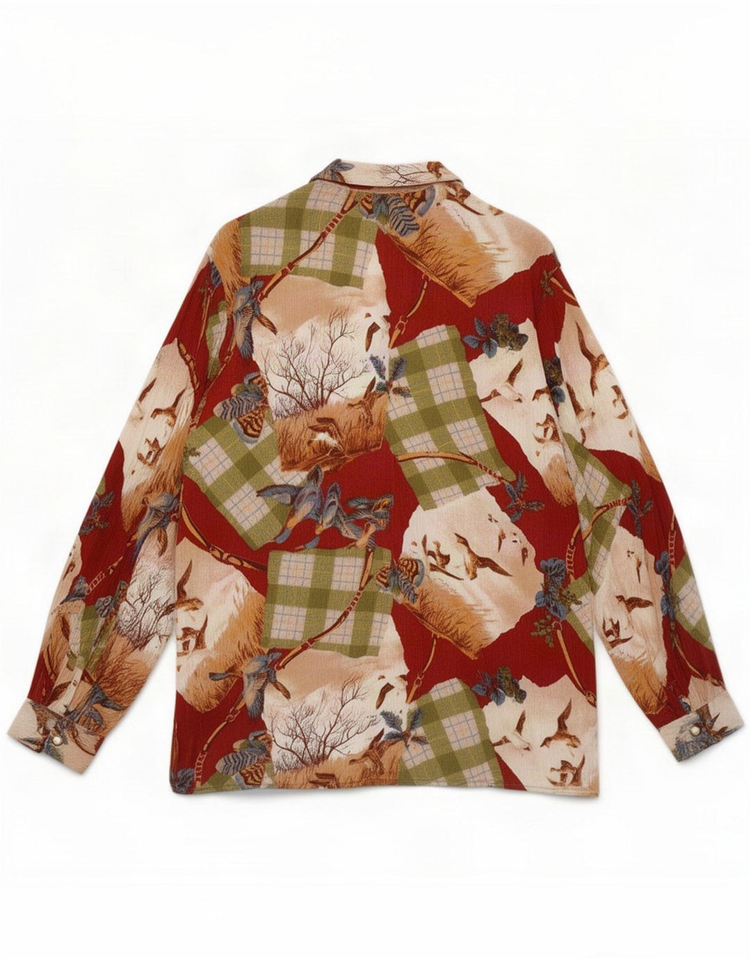 Vintage ženska košulja bluza UK 16 Veliki raznobojni patchwork Nature