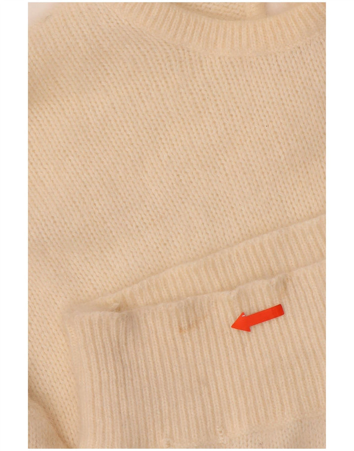 VINTAGE ženski džemper s okruglim izrezom UK 14 srednje bijele boje