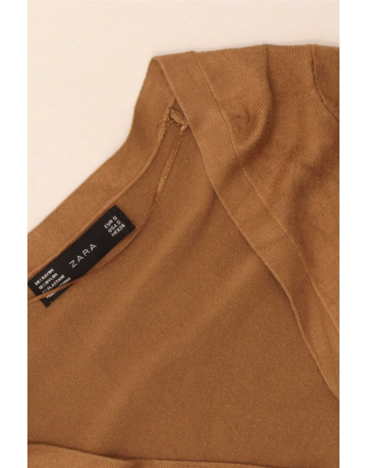 Zara ženski kardigan pulover UK 10 Small Beige Rayon