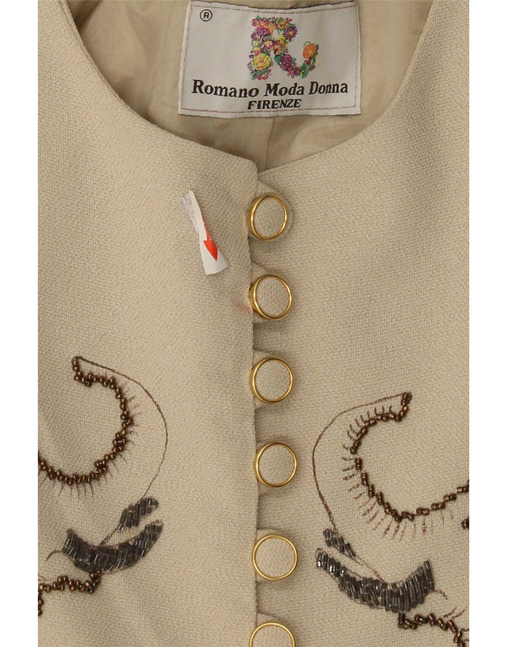 Vintage ženski sako IT 42 srednje bež boje sa životinjskim uzorkom