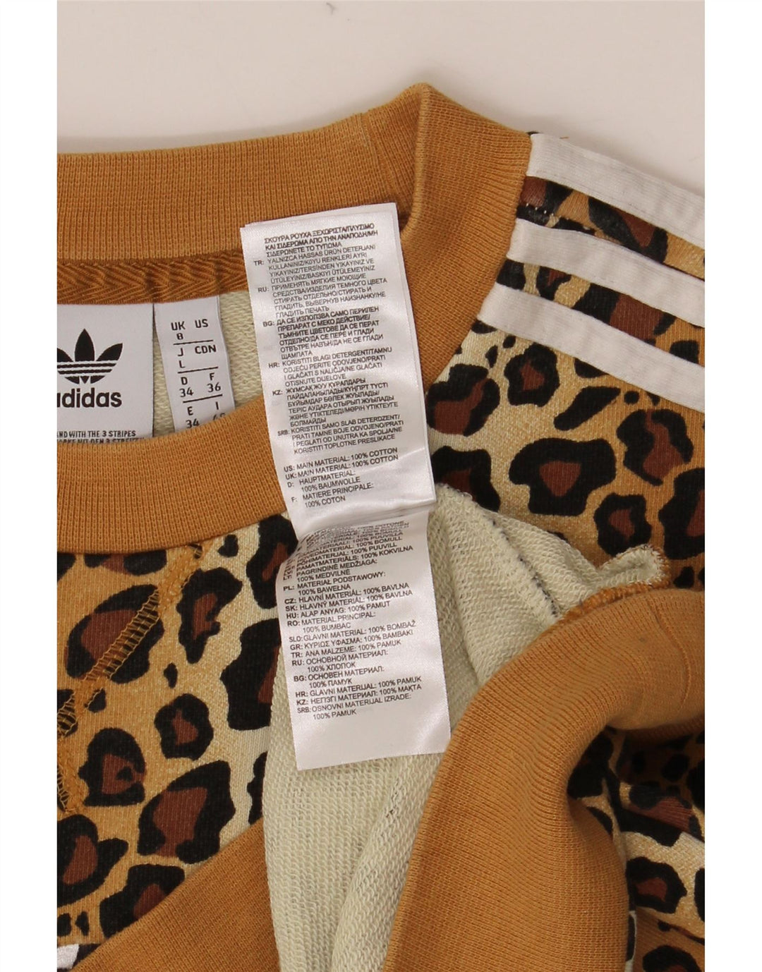 ADIDAS ženska majica prekomjerne veličine UK 8 Mali bež životinjski print