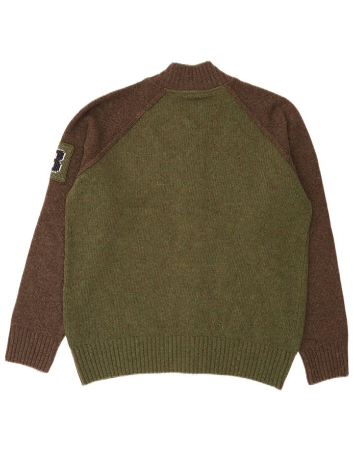 Woolrich muški grafički kardigan džemper velike zelene vunene boje