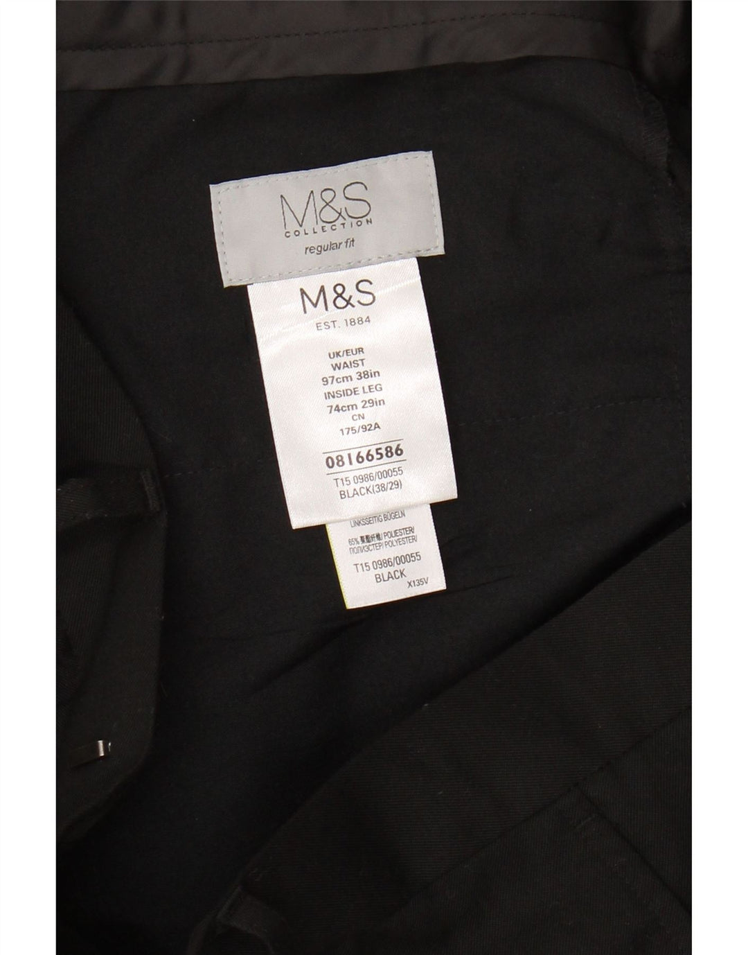 MARKS & SPENCER Womens Regular Fit Suit Trousers W38 L29 Black Polyester Vintage Marks & Spencer and Second-Hand Marks & Spencer from Messina Hembry 
