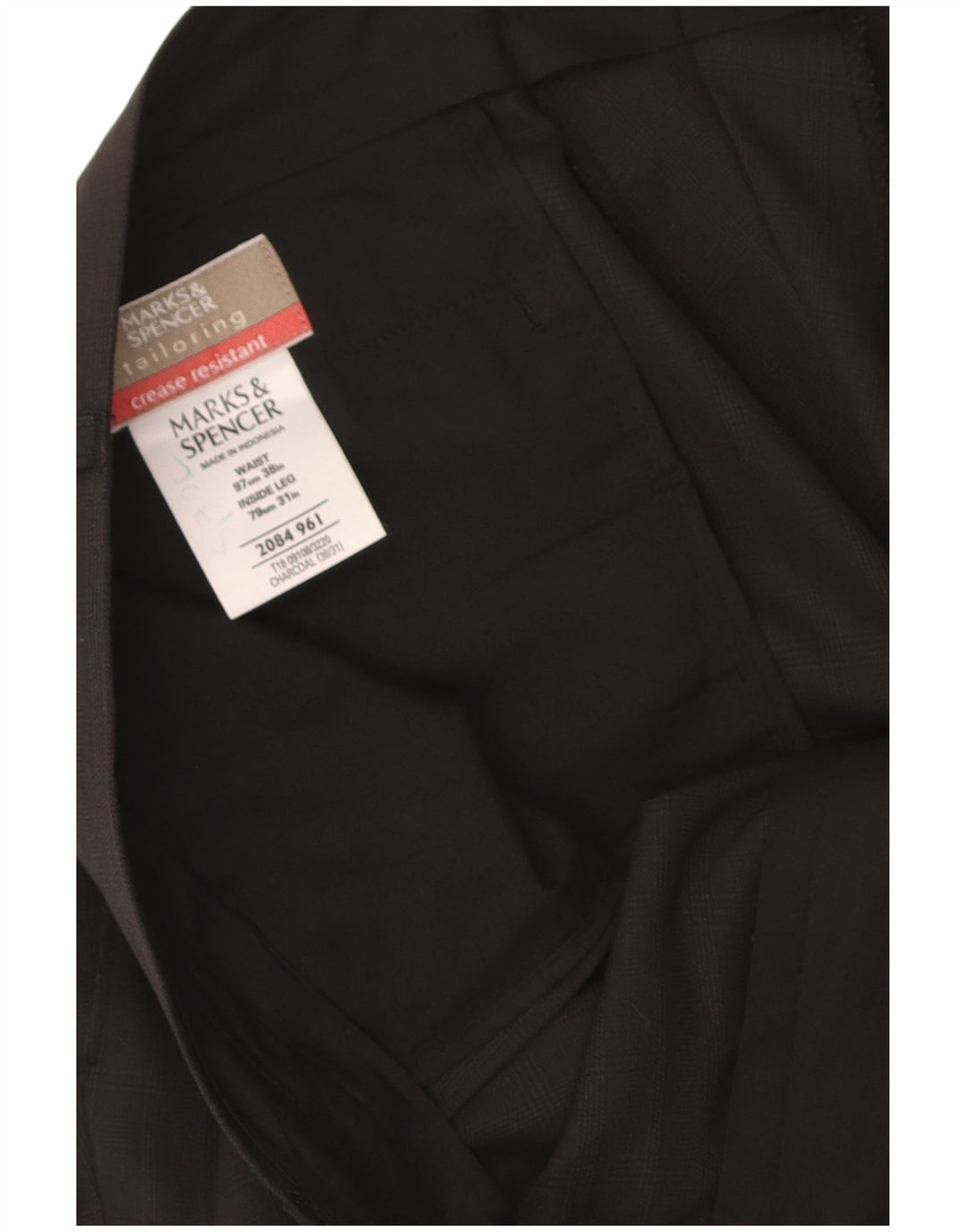 Marks & Spencer Mens Tailored Pegged Suit Trousers W38 L31 Grey Polyester