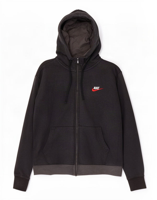 Nike Mens Zip Hoodie Sweater Medium Black Colourblock Cotton