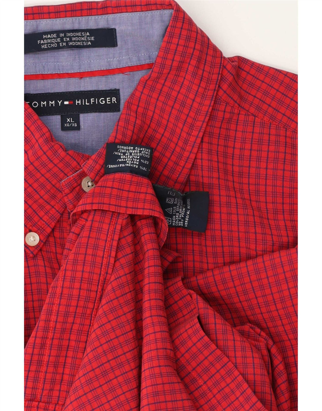 Tommy Hilfiger muška košulja kratkih rukava XL crvena gingham rajona