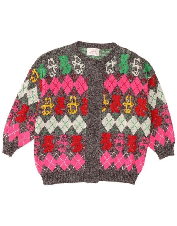 Vintage ženski kardigan džemper IT 50/52 XL višebojni Argyle/Diamond
